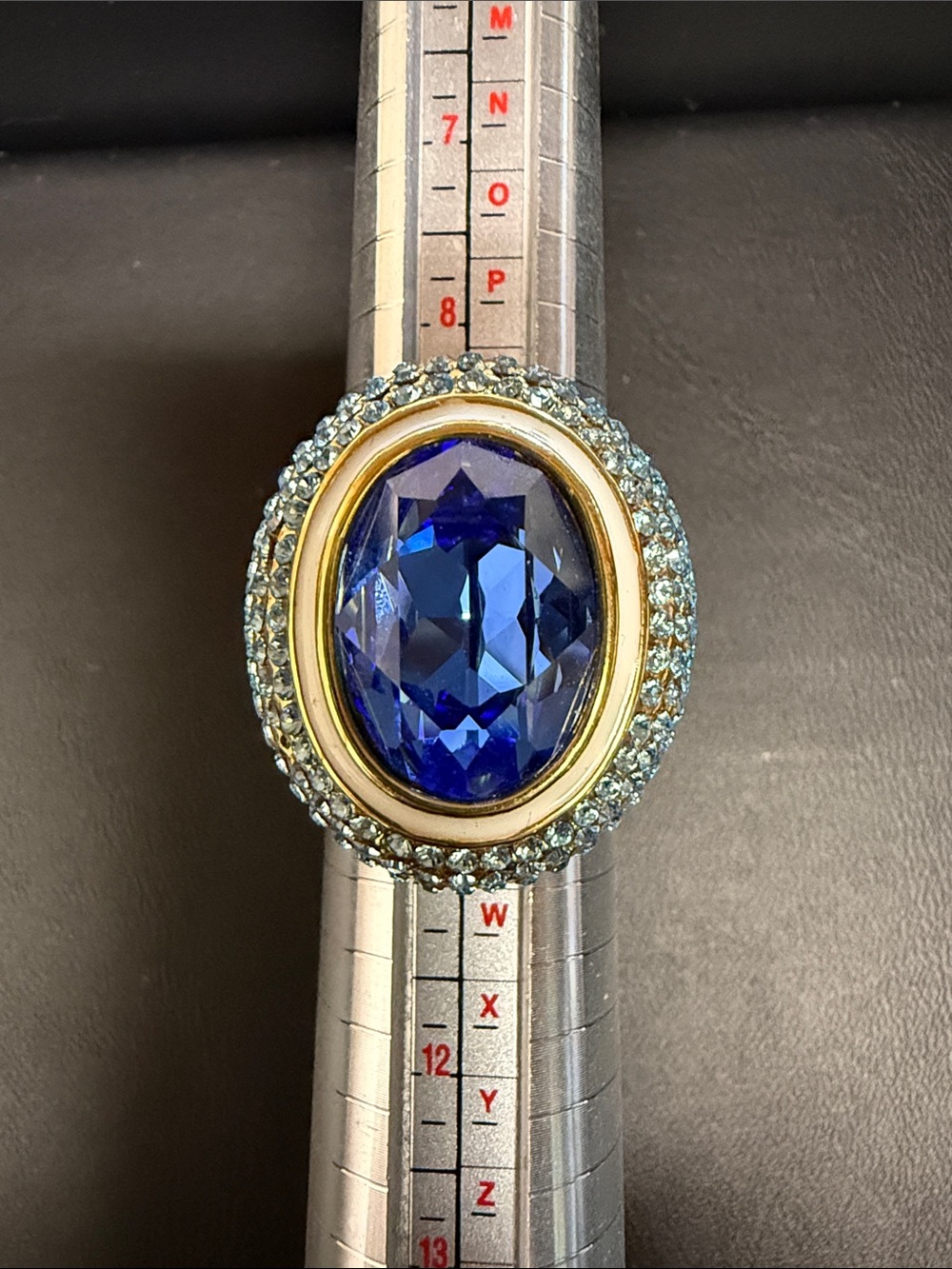 Elegant Women’s Cocktail Ring with Deep Blue Center Stone